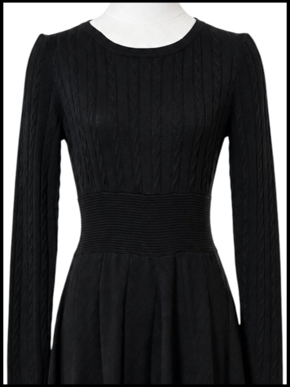 Jessica Simpson Black Sweater Dress Cable Knit Fit & Flare S - Picture 3 of 8